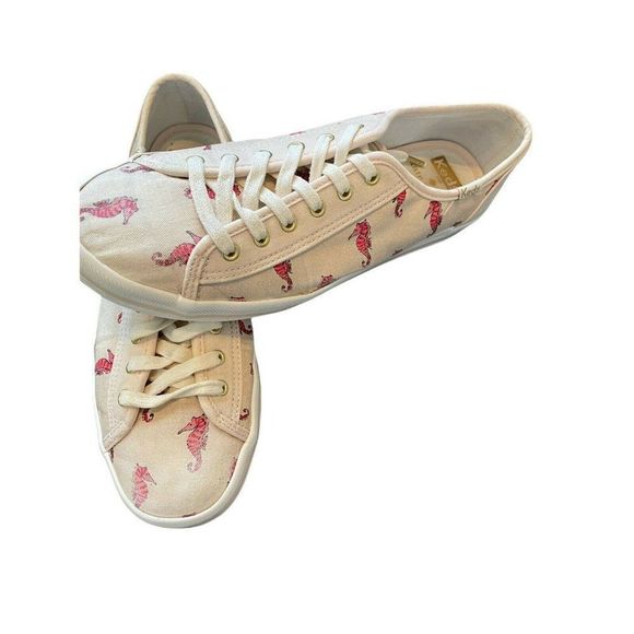 Kate Spade ♠️ RARE Keds X Seahorse Distressed Blush Nude Sneakers Shoes Flats - Picture 3 of 6